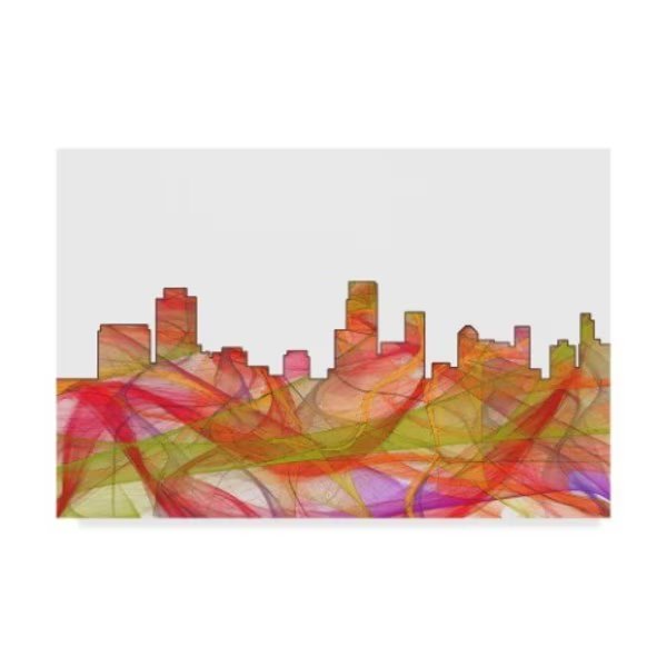 Marlene Watson 'Newark New Jersey Skyline Swirl' Canvas Art, 12x19, Trademark Fine Art, Mfr#: MW00720-C1219GG